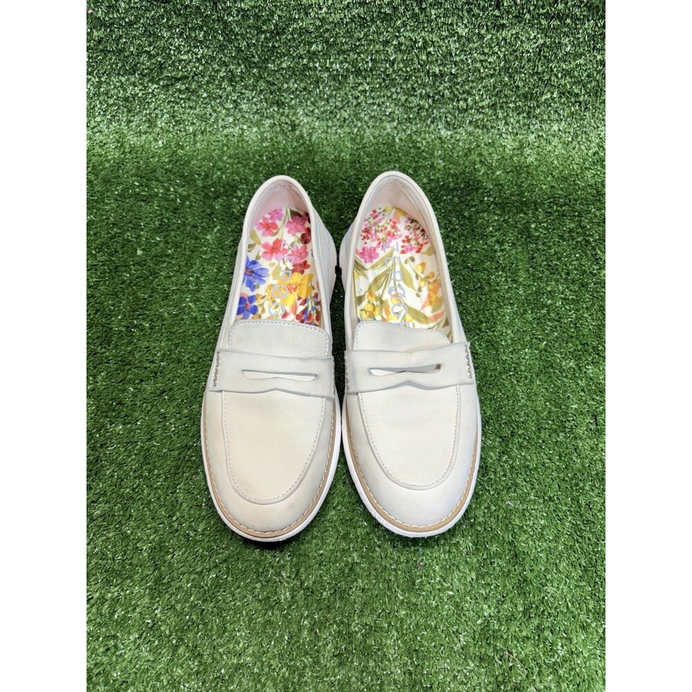 Cole Haan Womens 4.Zerogrand Penny Loafers Size 7 White Leather Sporty Flat Shoe